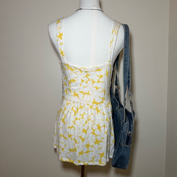 Y2K Preppy Babydoll Yellow Floral Top - Picture 2 of 5